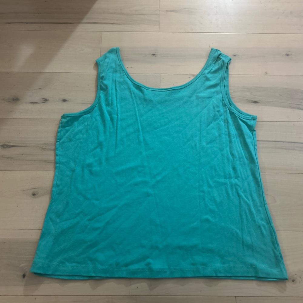 Roaman's 3X Relaxed Pullover Crochet Top And Tank Minty Teal Medallion Cotton - Picture 9 of 10